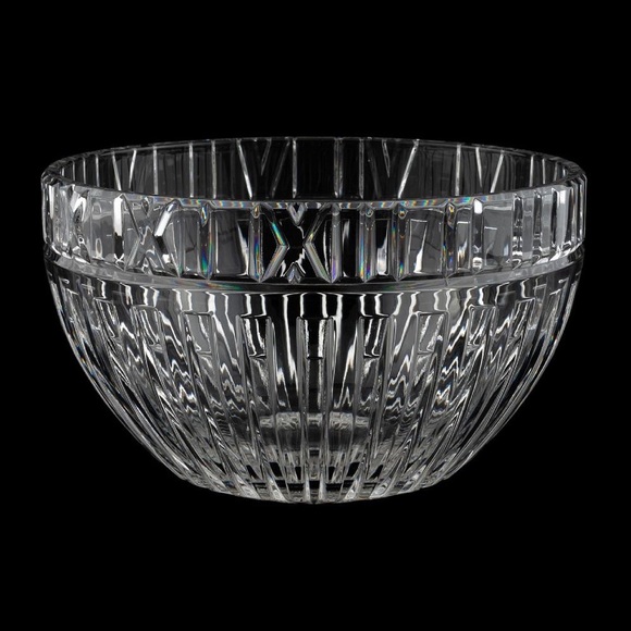 TIFFANY & CO. CRYSTAL ATLAS BOWL 10” ROUND 5.11 HIGH ROMAN NUMERAL PATTERN - Picture 7 of 8